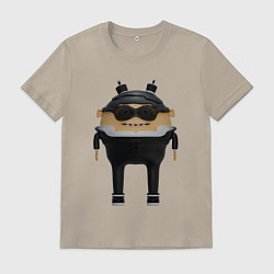 Футболка хлопковая мужская Cartoon agent female in black suit, цвет: миндальный