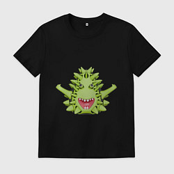 Футболка хлопковая мужская Cartoon monster with spikes green, цвет: черный