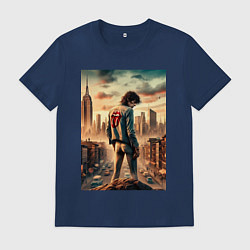 Футболка хлопковая мужская Mick Jagger is the world legend, цвет: тёмно-синий