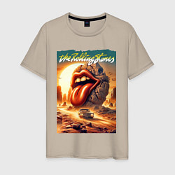 Футболка хлопковая мужская Rolling Stones - stylization of the logo, цвет: миндальный