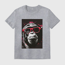 Футболка хлопковая мужская Мартышка в очках, цвет: меланж