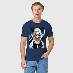 Футболка хлопковая мужская Черная кошка Фелиция Харди, цвет: тёмно-синий — фото 2