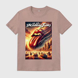Футболка хлопковая мужская Logo of the Rollings Stones, цвет: пыльно-розовый