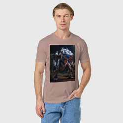 Футболка хлопковая мужская Робот в стиле Horizon, цвет: пыльно-розовый — фото 2