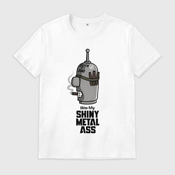 Футболка хлопковая мужская Бендер - укуси мой металлический зад, цвет: белый