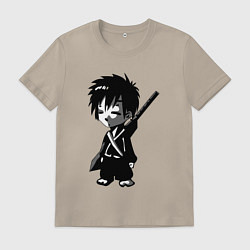 Футболка хлопковая мужская Маленький воин-самурай, цвет: миндальный
