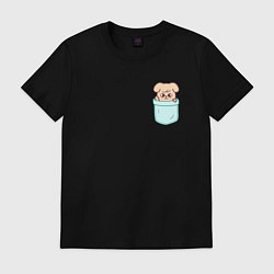Футболка хлопковая мужская PuppyM in pocket, цвет: черный