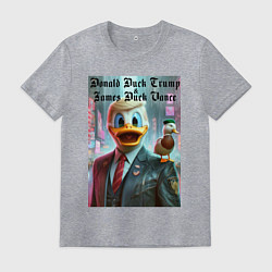 Футболка хлопковая мужская Donald Duck Trump and James Duck Vance, цвет: меланж