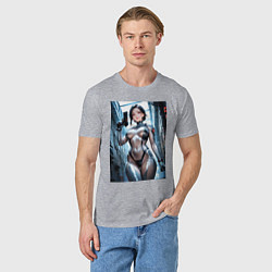 Футболка хлопковая мужская Девушка-наемница, цвет: меланж — фото 2