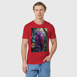 Футболка хлопковая мужская Попугай из драгоценных камней, цвет: красный — фото 2
