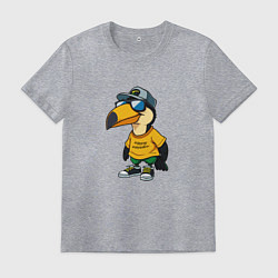 Футболка хлопковая мужская Тукан в кроссовках, цвет: меланж