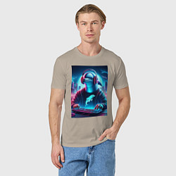 Футболка хлопковая мужская Dolphin is esports player - ai art fantasy, цвет: миндальный — фото 2