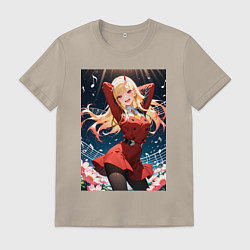 Футболка хлопковая мужская Марин Китагава косплей 002 Darling in the Franxx, цвет: миндальный