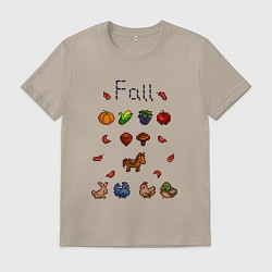 Футболка хлопковая мужская Stardew Valley fall, цвет: миндальный