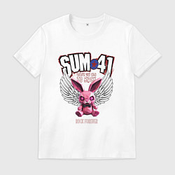 Футболка хлопковая мужская Sum 41 розовый кролик, цвет: белый