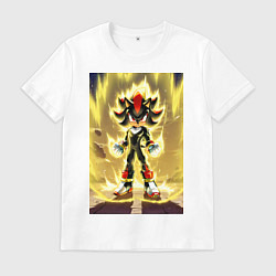 Футболка хлопковая мужская Шэдоу охвачен аурой силы, цвет: белый