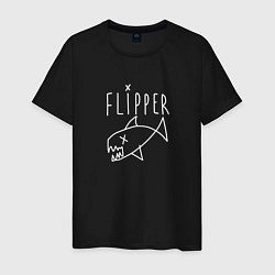 Футболка хлопковая мужская Kurt cobain flipper, цвет: черный