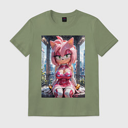 Футболка хлопковая мужская Эми Роуз из Somic строит глазки, цвет: авокадо