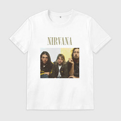 Футболка хлопковая мужская Nirvana band foto, цвет: белый