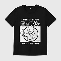 Футболка хлопковая мужская Поверхность никогда - убежище навсегда, цвет: черный
