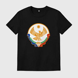 Футболка хлопковая мужская Дагестан герб, цвет: черный