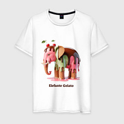 Футболка хлопковая мужская Брейнрот - Elefante Gelato, цвет: белый