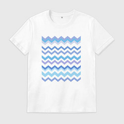 Футболка хлопковая мужская Зигзаги - волны, цвет: белый