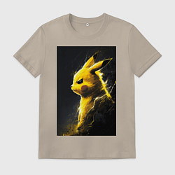 Футболка хлопковая мужская Pikachu, цвет: миндальный