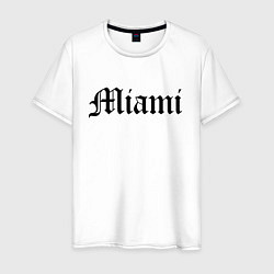 Футболка хлопковая мужская Miami - USA, цвет: белый