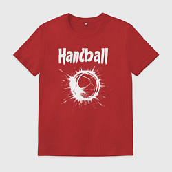 Футболка хлопковая мужская Гандбольный взрыв белой краски, цвет: красный