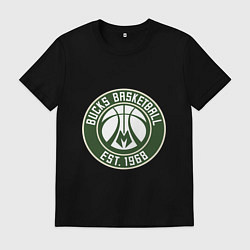 Футболка хлопковая мужская Милуоки Бакс - команда, цвет: черный