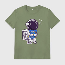 Футболка хлопковая мужская Космонавт заснул, цвет: авокадо