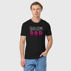 Футболка хлопковая мужская Among us squid game, цвет: черный — фото 2