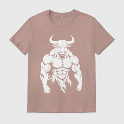 Футболка хлопковая мужская Мускулистый минотавр, цвет: пыльно-розовый