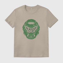 Футболка хлопковая мужская Doom slayer logo, цвет: миндальный