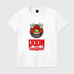 Футболка хлопковая мужская Doom eternal logo, цвет: белый