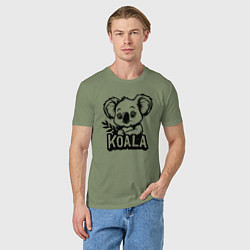 Футболка хлопковая мужская Коала с листьями, цвет: авокадо — фото 2