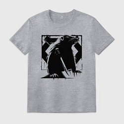 Футболка хлопковая мужская Крот с ножом, цвет: меланж