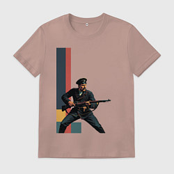 Футболка хлопковая мужская Поп-арт, белогвардеец, цвет: пыльно-розовый