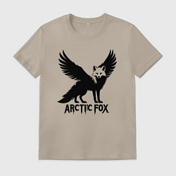 Футболка хлопковая мужская Арктический лис-феникс, цвет: миндальный