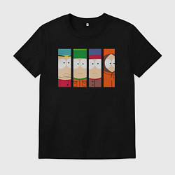 Футболка хлопковая мужская Южный Парк главные герои, цвет: черный