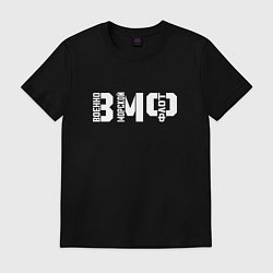 Футболка хлопковая мужская ВМФ трафаретные буквы, цвет: черный