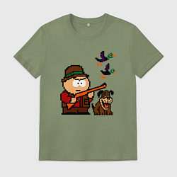 Футболка хлопковая мужская Эрик Картман в игре Duck Hunt, цвет: авокадо