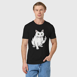 Футболка хлопковая мужская Кот Бендер - средний палец, цвет: черный — фото 2