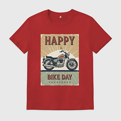 Футболка хлопковая мужская День мотоцикла, цвет: красный