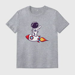 Футболка хлопковая мужская Space man rocket, цвет: меланж