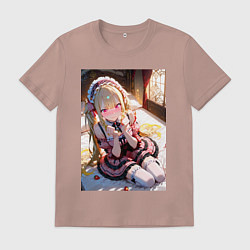 Футболка хлопковая мужская Смущение цундере-лоли, цвет: пыльно-розовый