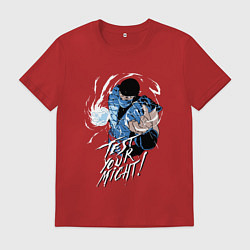 Футболка хлопковая мужская Саб-зиро проверь свою мощь, цвет: красный