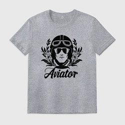 Футболка хлопковая мужская Авиатор в цветах, цвет: меланж