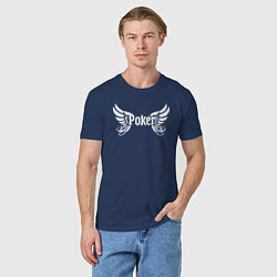 Футболка хлопковая мужская Покер с крыльями, цвет: тёмно-синий — фото 2